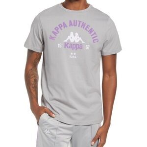 NEW Kappa Capurro 2 Cotton Logo Graphic Tee Grey Purple Size‎ XXL Short Sleeve